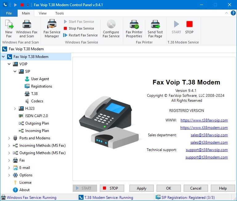 Fax Voip Control Panel