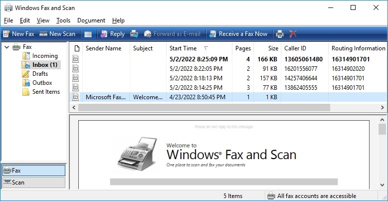 Windows Fax and Scan